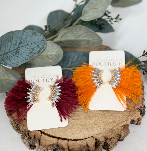 Gameday Fur Wing Shaped Earrings