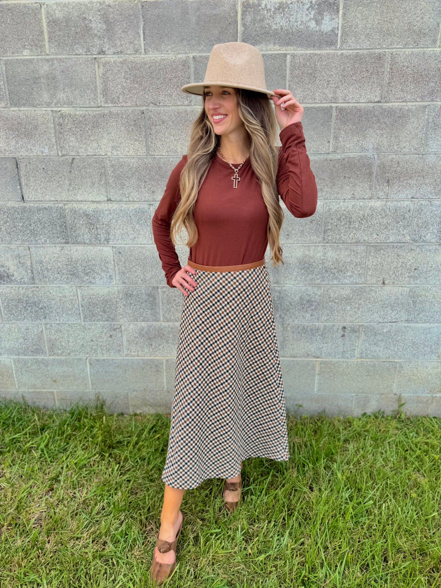 Rustling Checkered Skirt