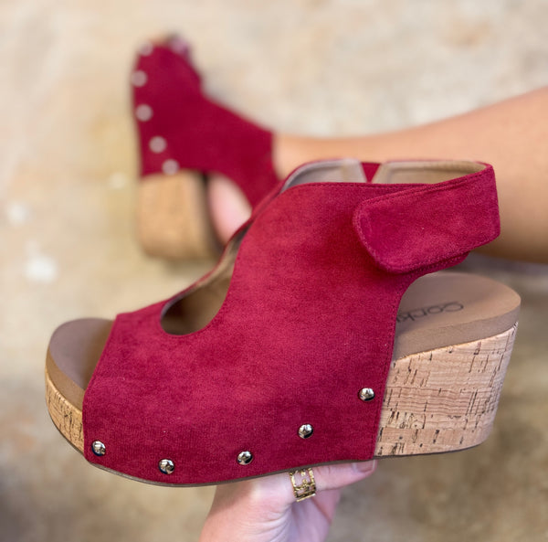Frisky Dark Red Faux Suede Corkys