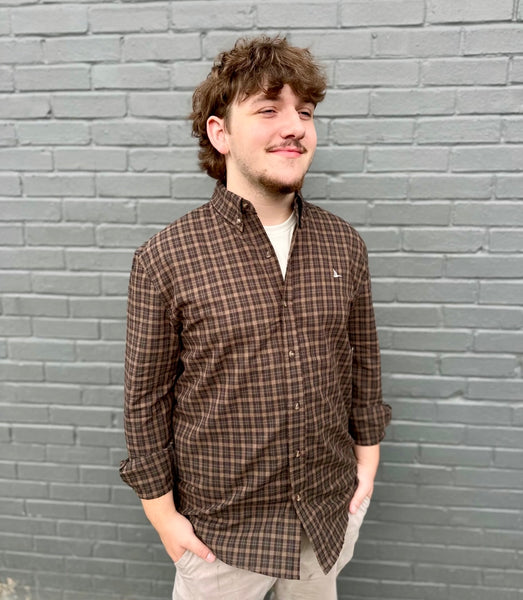 Roost Evergreen Brown Button Down