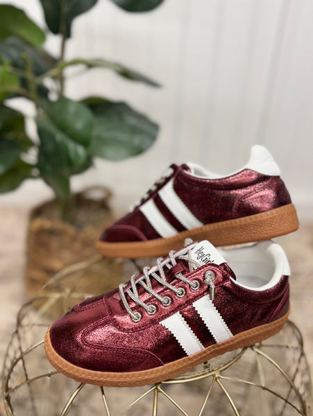Corkys Heads Up Burgundy Metallic Sneakers