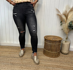 Risen Black High Rise Ankle Skinny Relaxed Fit Jeans