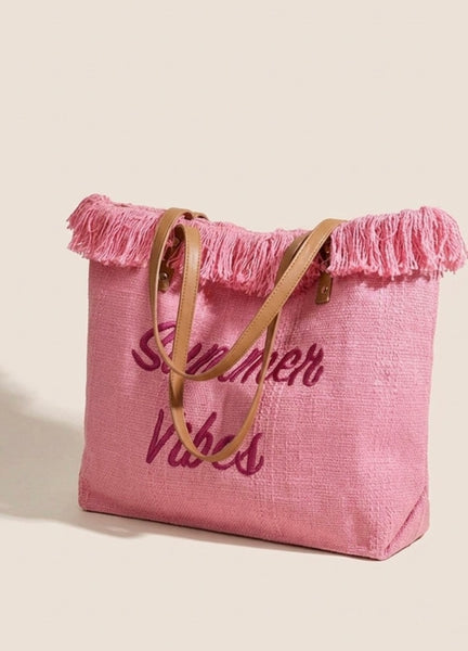 Summer Vibes Canvas Beach Tote