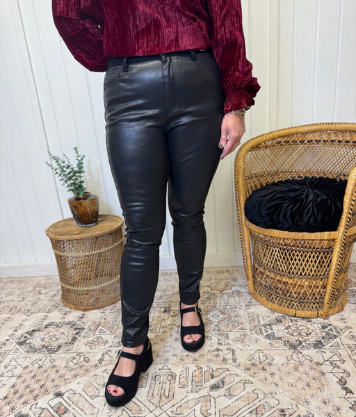 Judy Blue Faux Leather & Denim Skinny Jeans