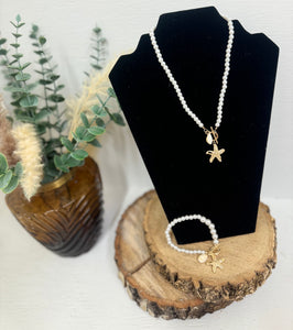 Starfish Pearl Necklace & Bracelet Set