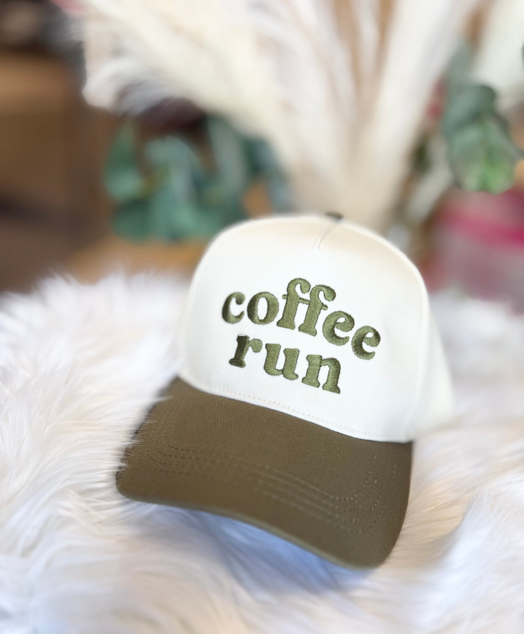 Coffee Run Embroidery Trucker Hat