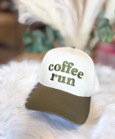 Coffee Run Embroidery Trucker Hat