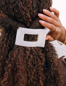 Coconut White Teleties Flat Rectangle Hair Clip