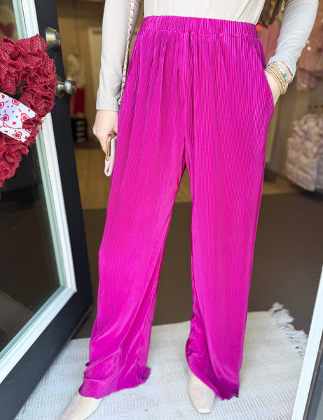 Made For Magenta Pleated Pants