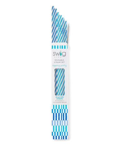 Swig Glacier Stripe Reusable Straw Set