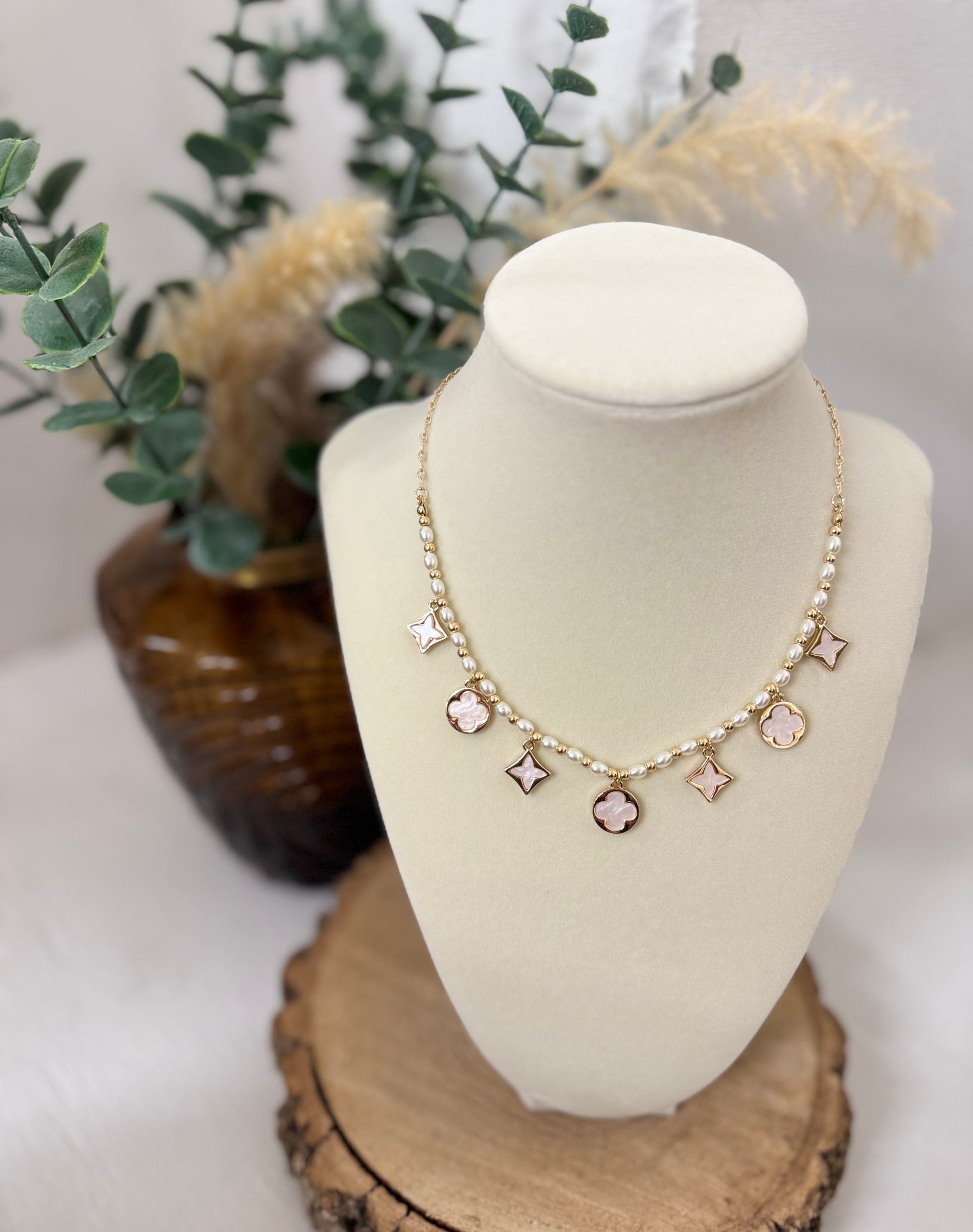 Dainty In Pearls Charm Necklace