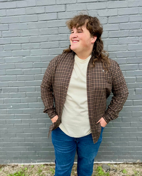 Roost Evergreen Brown Button Down