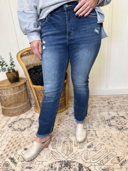 Zenana Dark Denim Straight Jeans