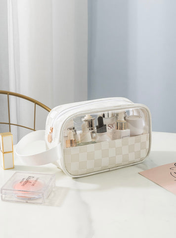 Ivory Checkered Toiletry Bag