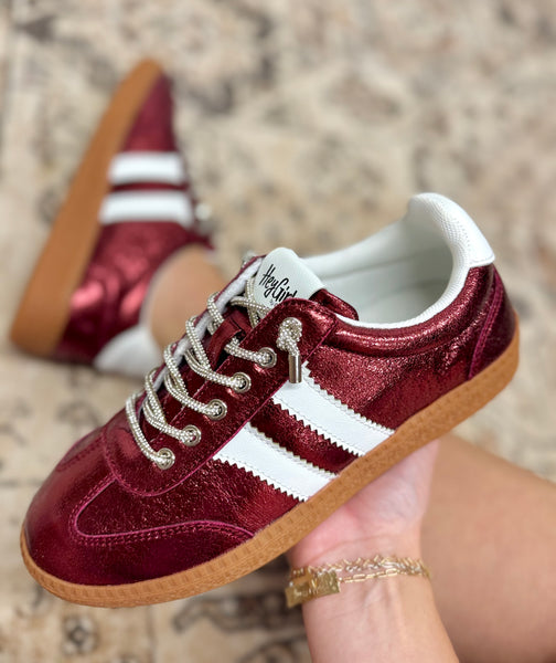 Corkys Heads Up Burgundy Metallic Sneakers