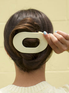 Butter Yellow Flat Round Teleties Hair Clip
