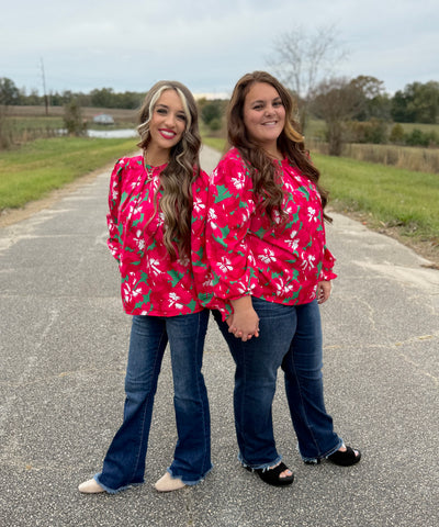 Quinn Pretty Poinsettias Top