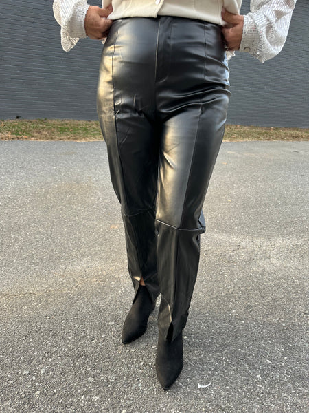 Leather Slit Leg Pants