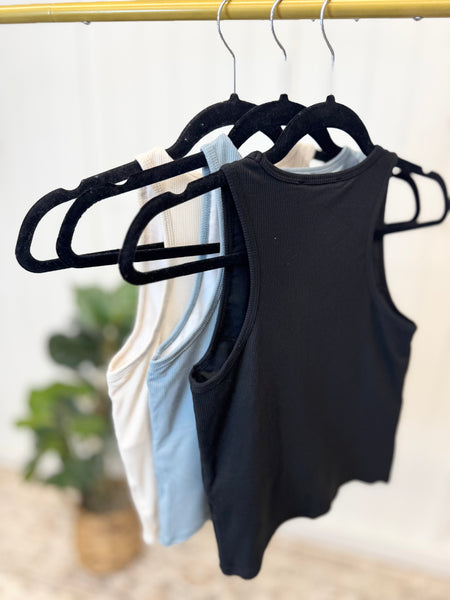 Ribbed Tank With Built In Bra