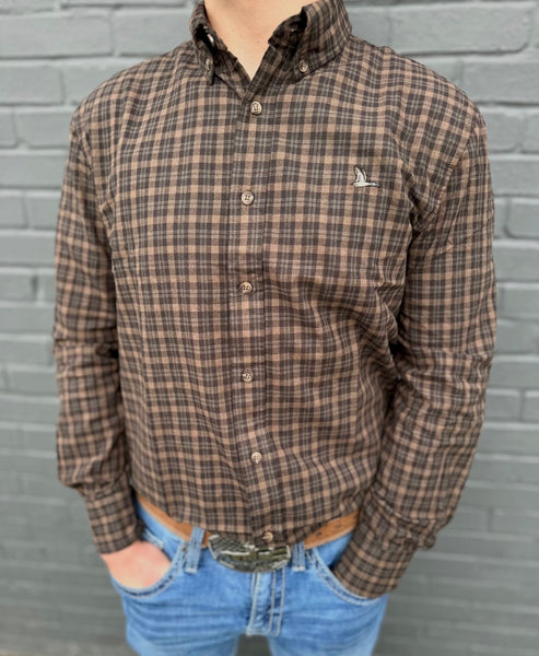 Roost Evergreen Brown Button Down