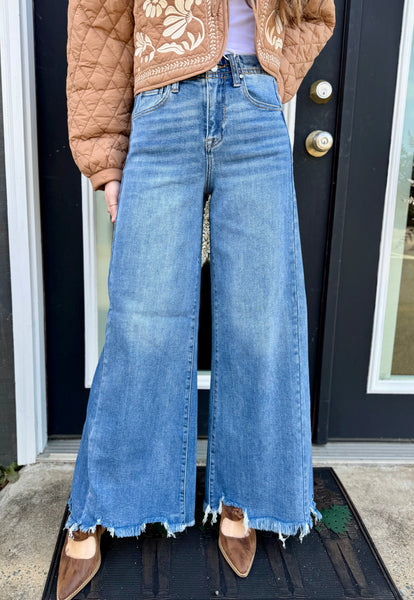 Risen High Rise Ankle Wide Jeans