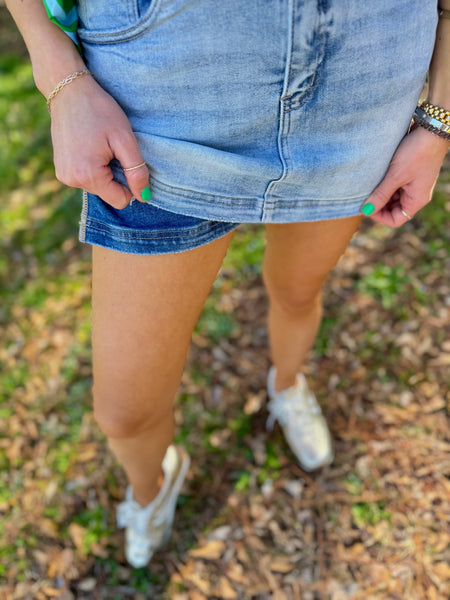 Risen Light Denim Skort