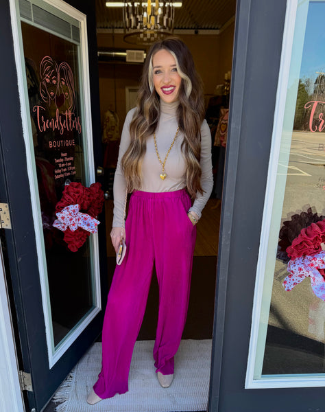Made For Magenta Pleated Pants