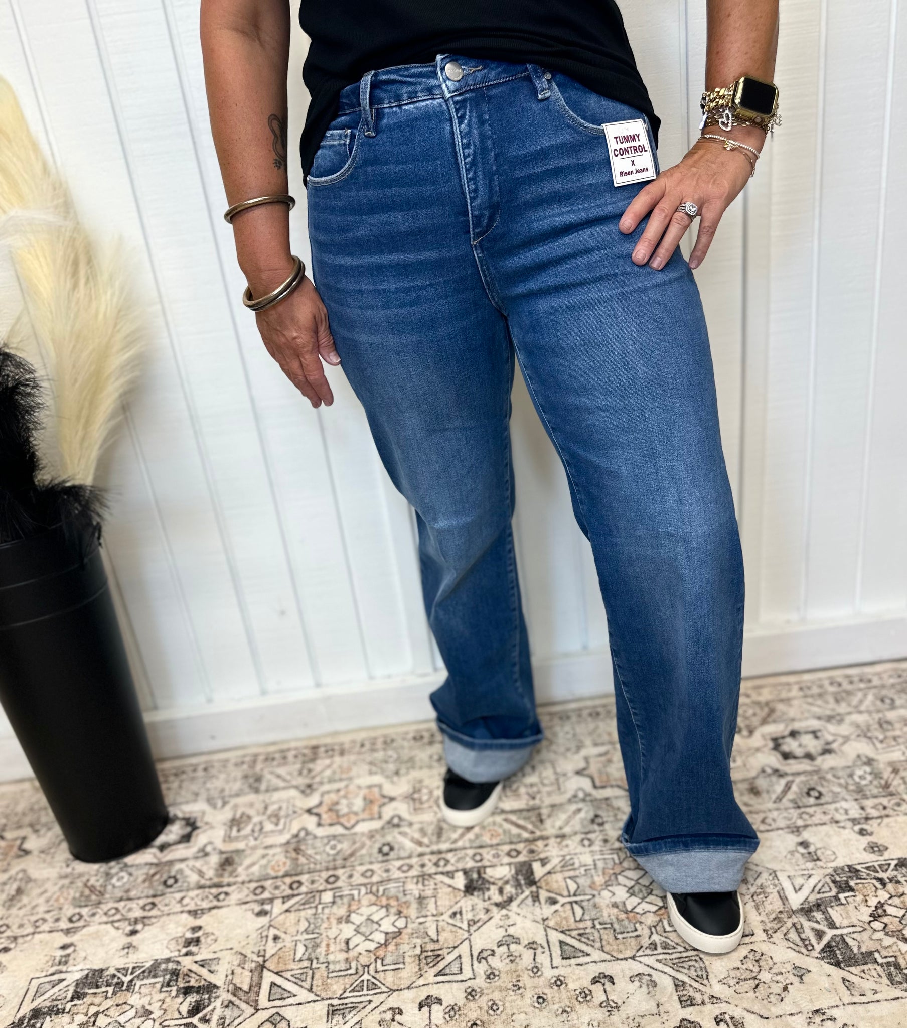 Risen Jeans Tummy Control Cuffed
