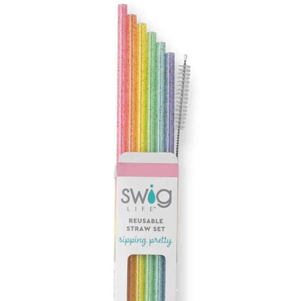 Swig Rainbow Glitter Reusable Straws