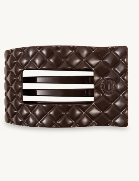 Teleties Truly Taupe Quilted Flat Rectangle Hair Clip