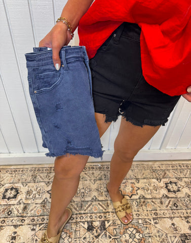 Never Go Wrong Distressed Shorts