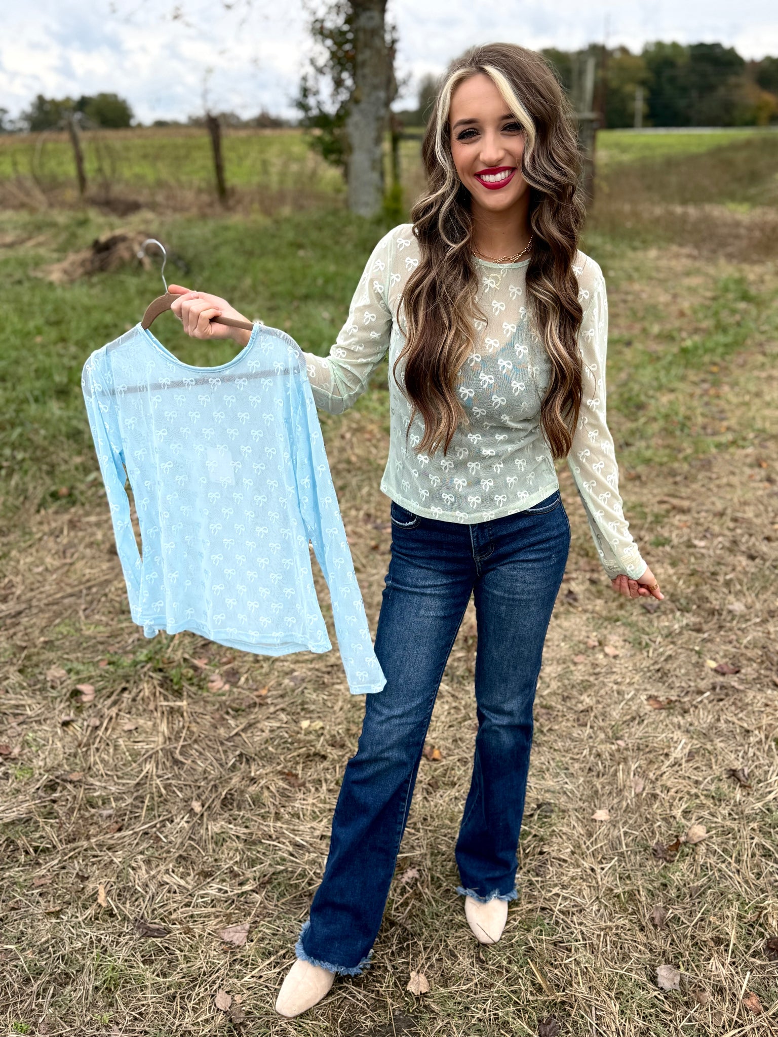 Bow Mesh Layering Top