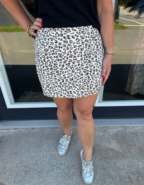 Risen Leopard Button Down Skort