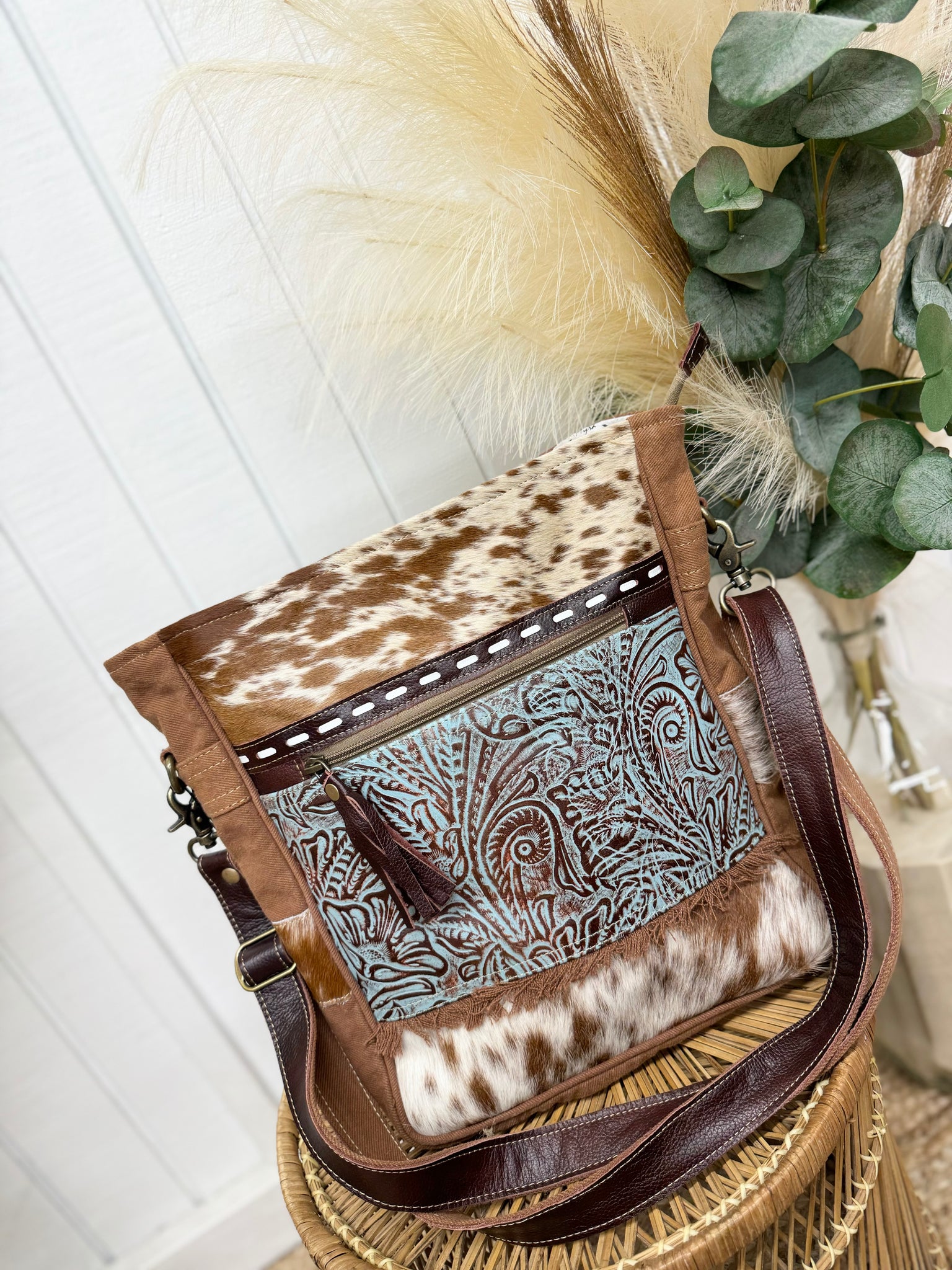 Turquoise & Cowhide Purse