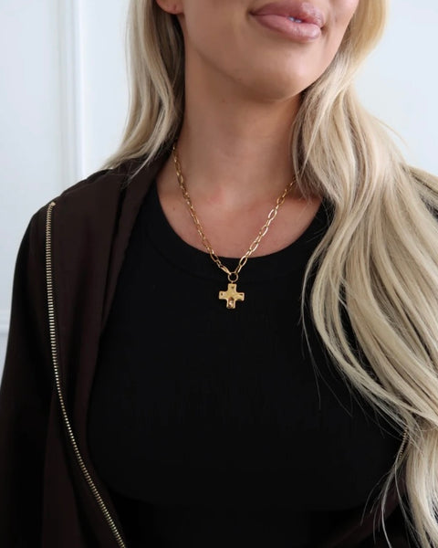 Chansuttpearls Paperclip Cross Necklace