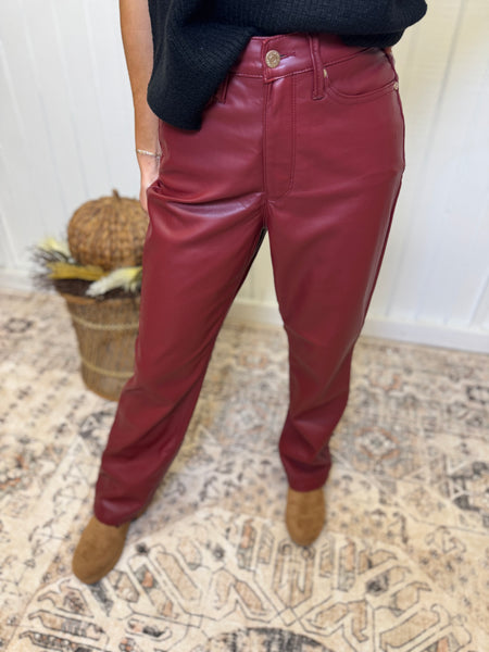 Judy Blue Tummy Control High Waisted Faux Leather Pants