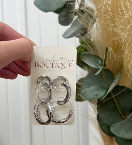 Silver & Clear Circle Earrings