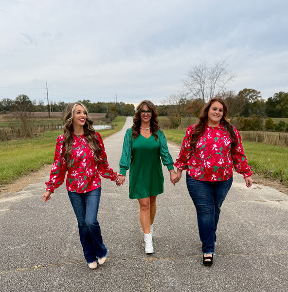 Quinn Pretty Poinsettias Top