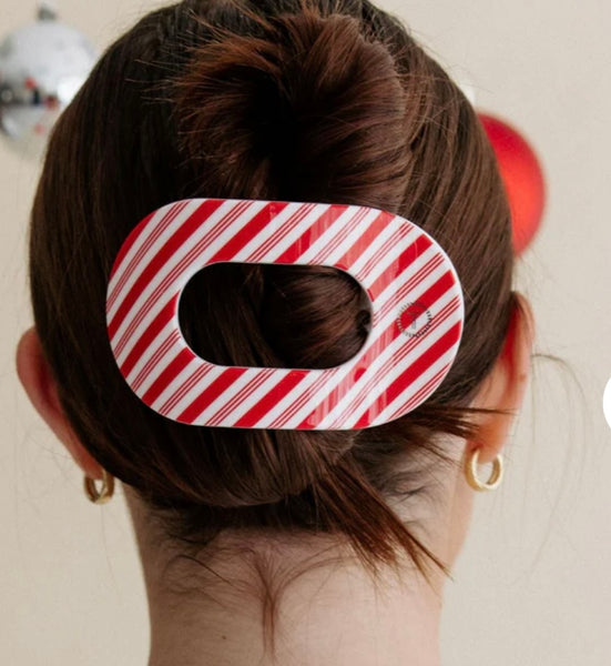 Teleties Candy Cane Crush Flat Round Hair Clip