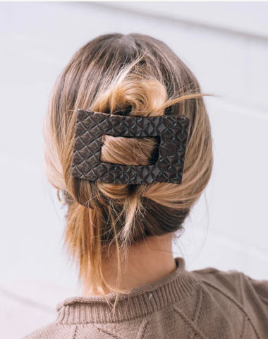Teleties Truly Taupe Quilted Flat Rectangle Hair Clip