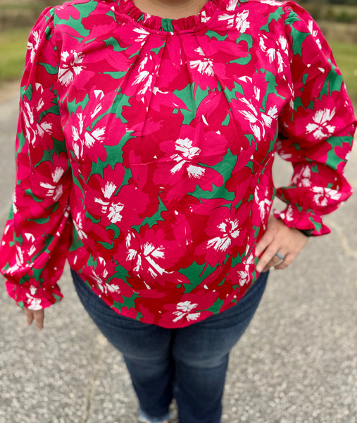 Quinn Pretty Poinsettias Top