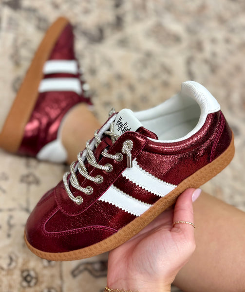 Corkys Heads Up Burgundy Metallic Sneakers