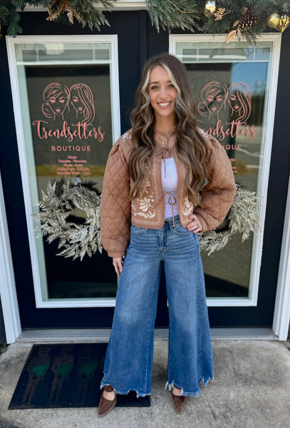Risen High Rise Ankle Wide Jeans