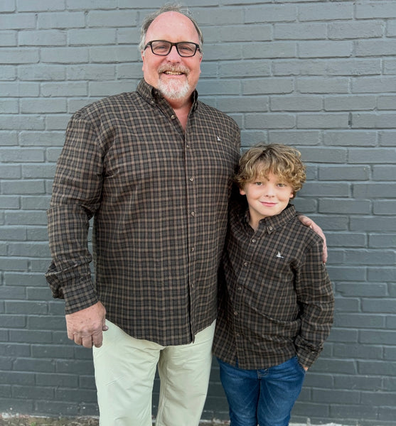 Roost Evergreen Brown Button Down