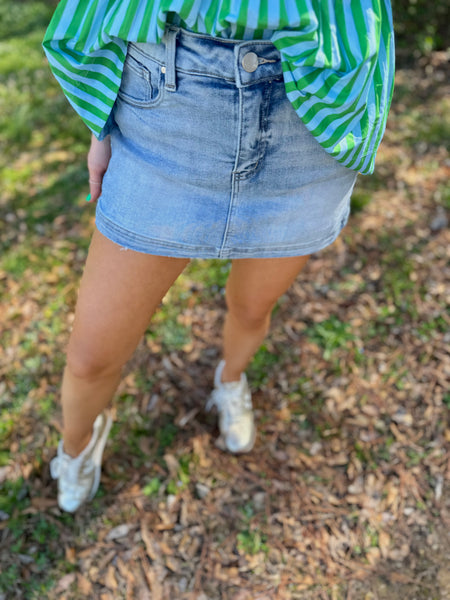 Risen Light Denim Skort