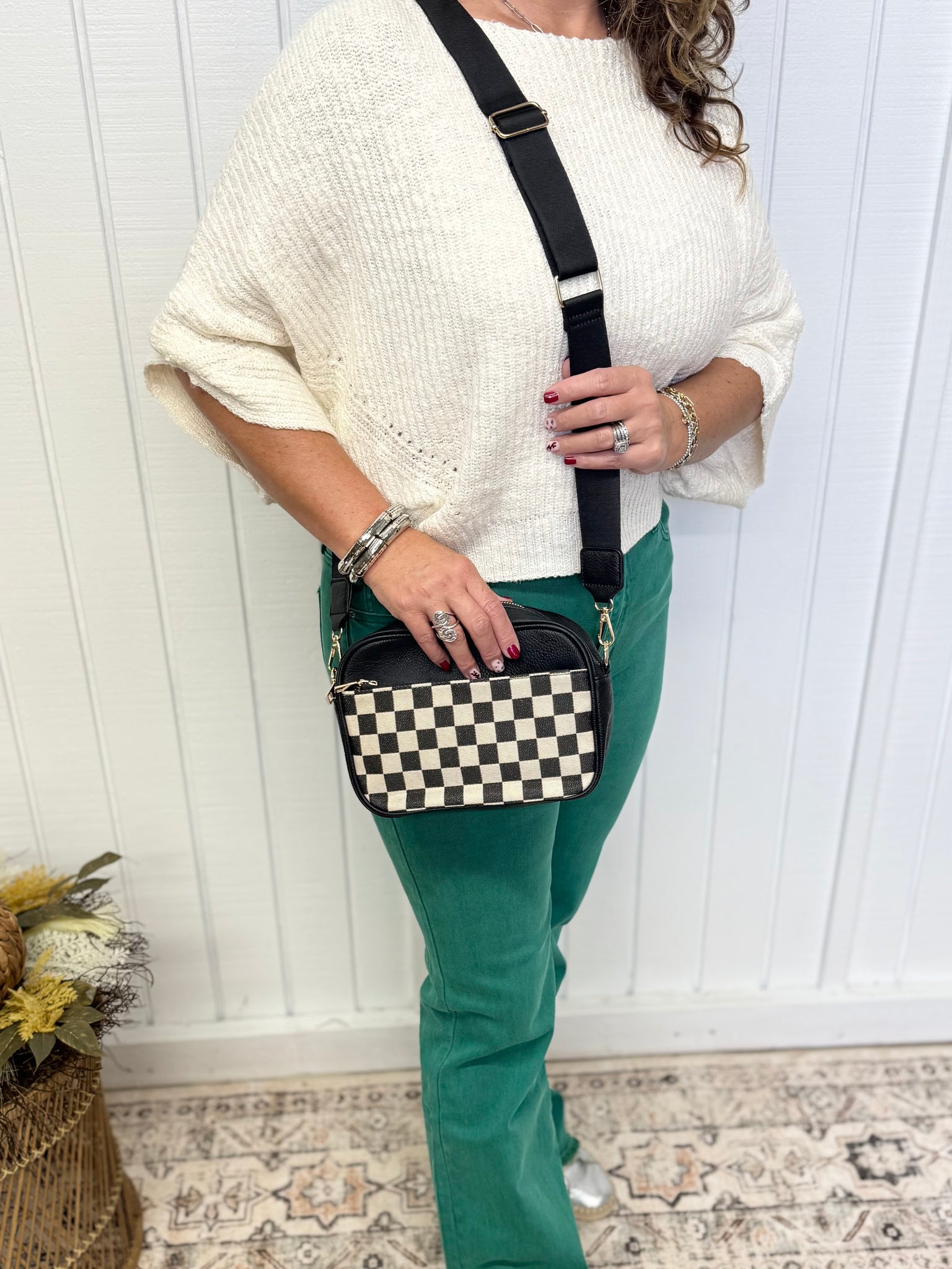 Checkered Black Crossbody