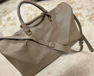 Taupe Leather Weekender Bag