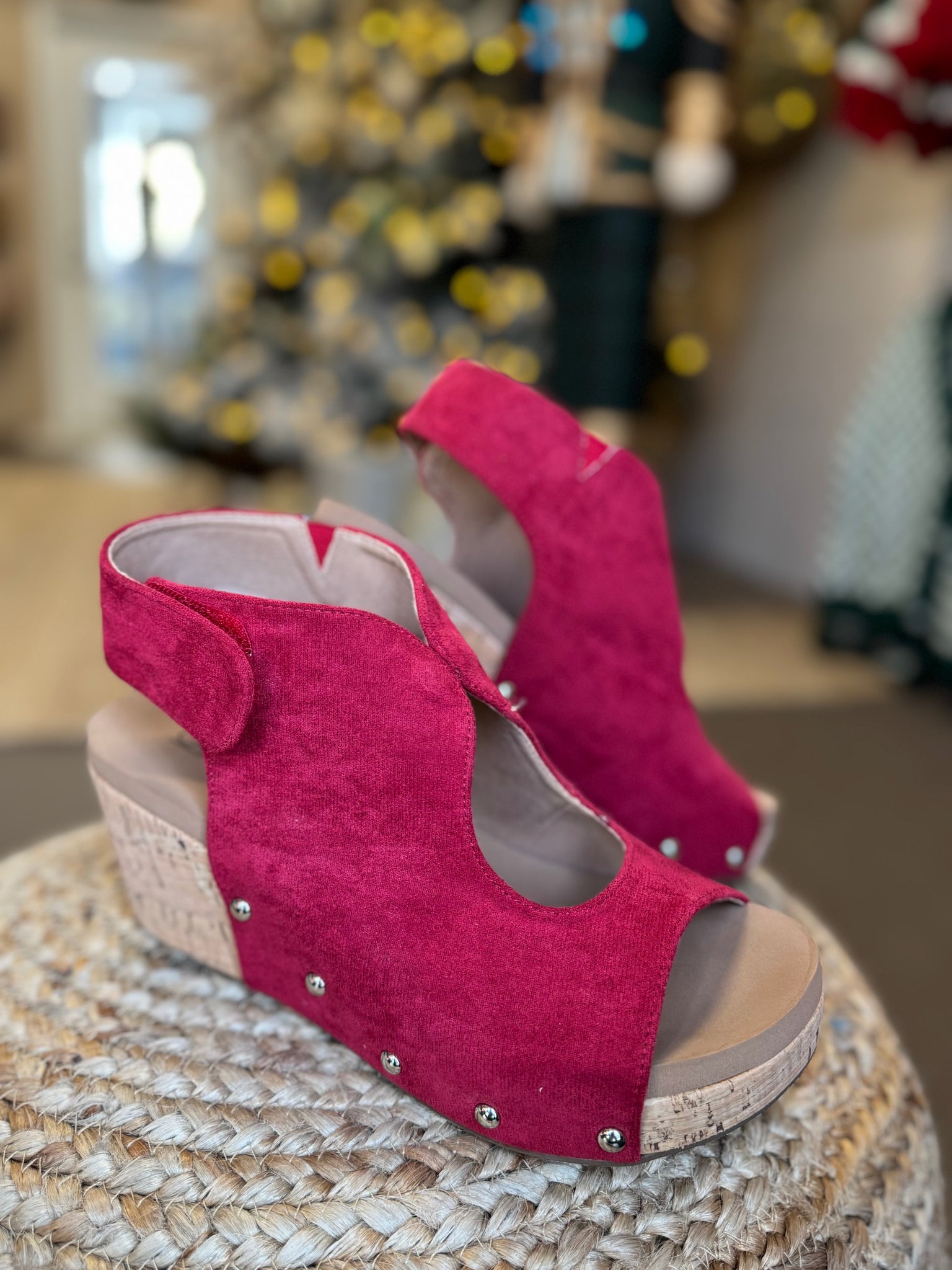 Frisky Dark Red Faux Suede Corkys