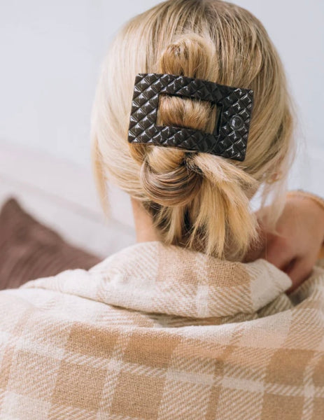 Teleties Truly Taupe Quilted Flat Rectangle Hair Clip