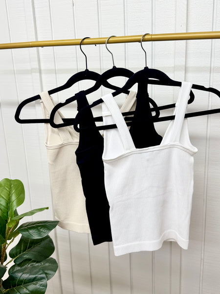 Ribbed Built-In Bra Tank
